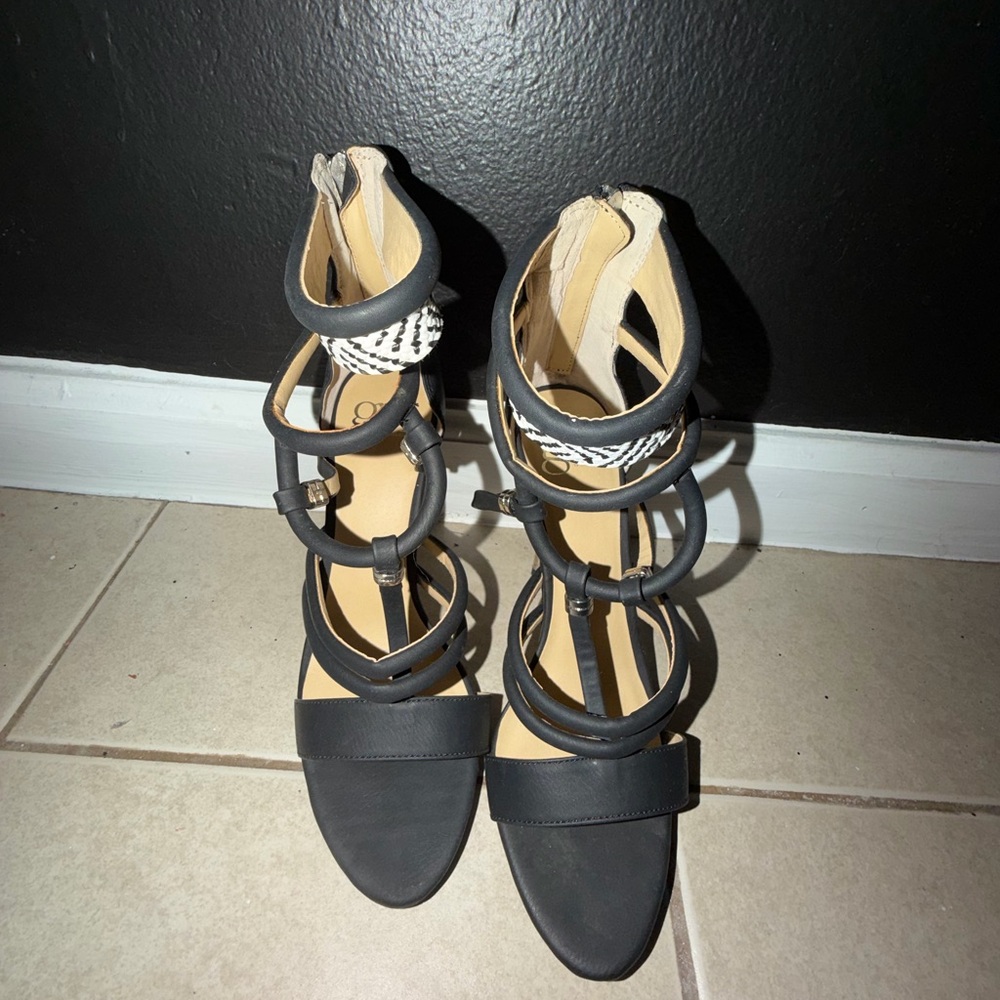GX by Gwen Stefani Black and White Strappy Sandals